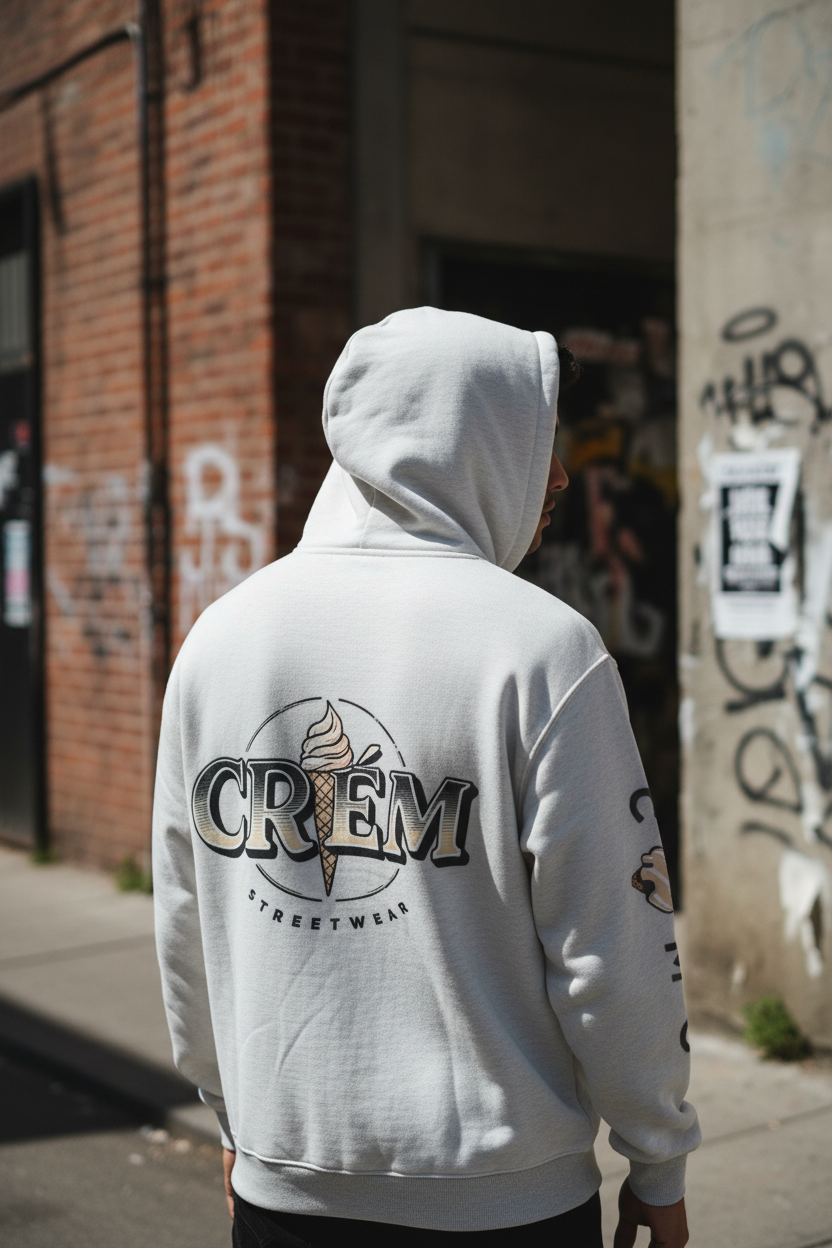Oat Gray Cream Logo Hoodie