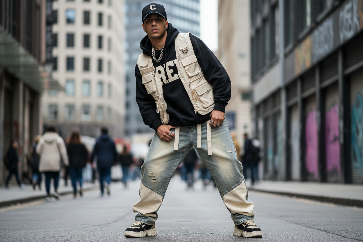 Wearing CREM streetwear clothing